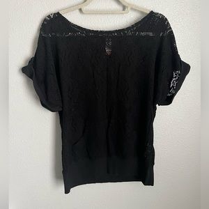 No Boundaries Black Lace Mesh Top Size XL